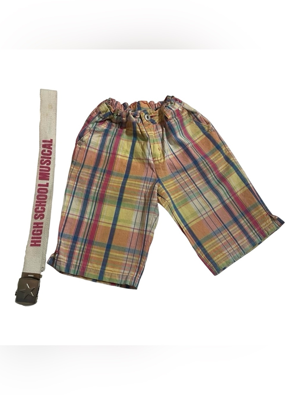 Disney High School Musical 3 Multicolor Striped Kids Shorts with Belt Size 10